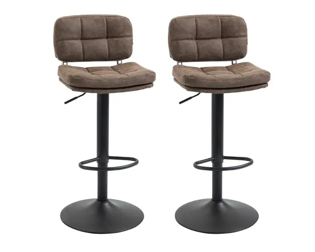 Set 2 Scaune de Bar Pivotante cu Inaltime Reglabila, din Imitatie de Piele Maro si Tapitate, 41,5x45x85-107cm, Negru HOMCOM | Aosom Romania