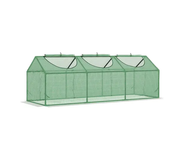 Mini sera gradina pentru plante, legume, fructe cu 3 ferestre tip rulou si protectie PE Anti-UV, verde 180x60x60cm Outsunny | Aosom Romania
