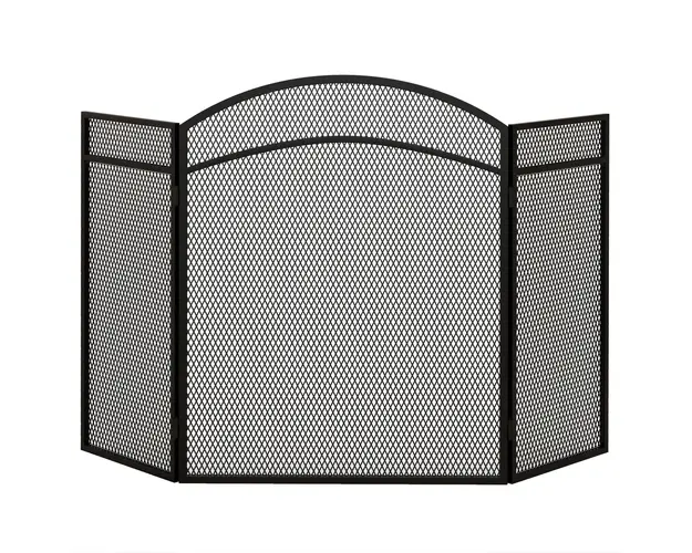 HOMCOM Paravan Anti-Scantei Pliabil cu 3 Panouri pentru Semineu, Grilaj Metalic, 96x60 cm, Negru | Aosom Romania