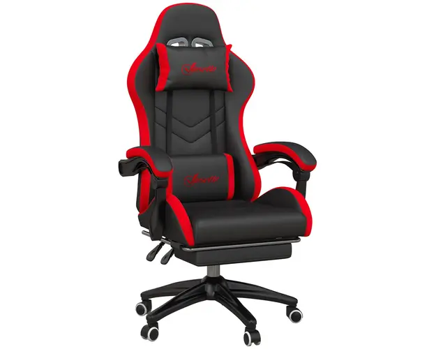 Vinsetto Scaun Gaming cu Inaltime Reglabila, Scaun Gaming Ergonomic cu Spatar Rabatabil, 65x65x121-129 cm, Negru | Aosom Romania