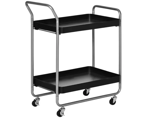 HOMCOM Carucior Rulant Multifunctional cu 2 Rafturi Design Compact 63x40.4x83.5 cm pentru Bucatarie sau Birou | Aosom Romania