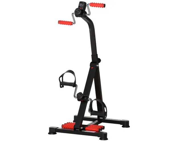 HOMCOM Bicicleta de antrenament portabila reglabila pe inaltime cu afisaj LCD si role pentru masaj la picioare pentru varstnici, Batrani | AOSOM RO