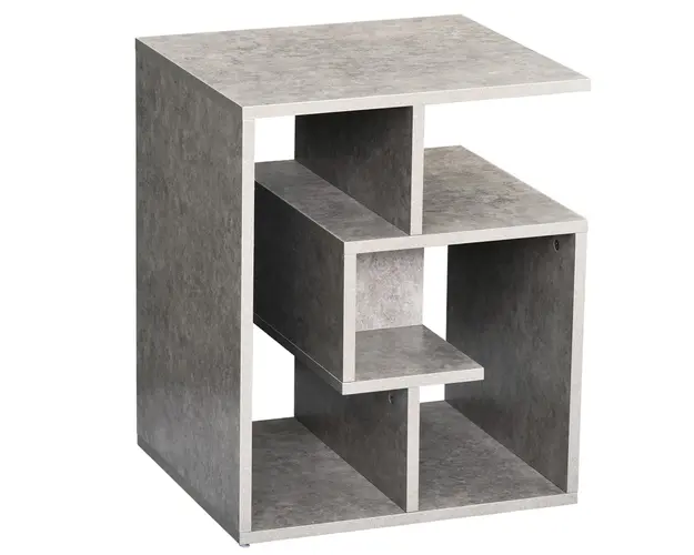 HOMCOM Biblioteca Moderna pe 3 Niveluri din Lemn cu Efect Ciment, Dimensiuni 45x40x55cm, Gri Elegant | Aosom Romania