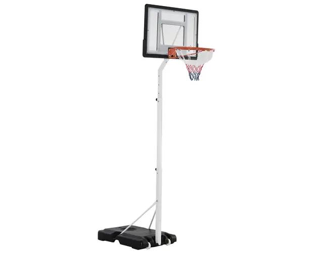 HOMCOM Cos baschet pentru adulti cu panou din PVC reglabil 210-260cm si roti integrate alb | Aosom Romania