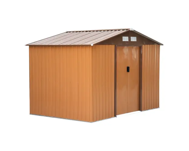 Outsunny casuta ustensile, magazie de gradina, sopron pentru unelte de exterior 277x191x192cm, galben | Aosom Romania