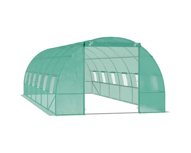 Outsunny Sera pentru Culturi, Structura din Otel Rezistent, Spatioasa 8x3x2m, Ideala pentru Gradinarit, Verde | Aosom Romania
