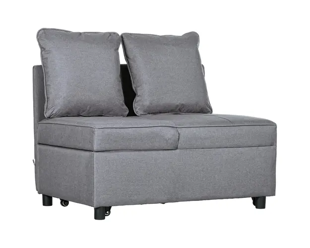 HOMCOM Fotoliu Pat 3 in 1 cu Spatar Reglabil in 5 Pozitii si Perne, Canapea Pat, 98x69x65 cm, Gri Inchis | Aosom Romania