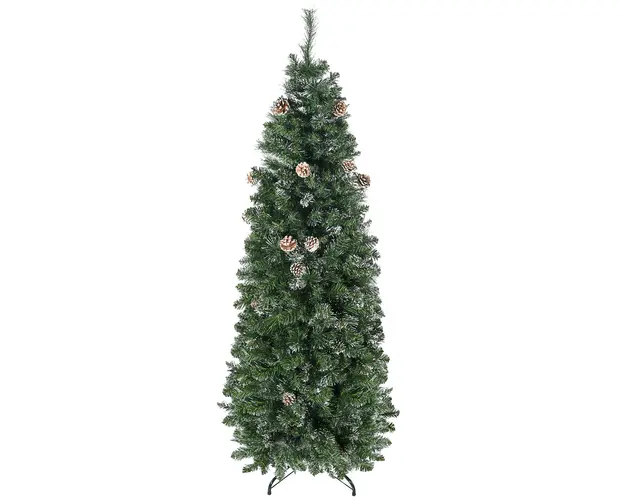 Pom de Craciun Artificial Inalt de 6 ft Tip Creion cu 618 Ramuri Scufundate In Zapada, Deschidere Automata, Baza de Otel, Verde HOMCOM | Aosom Romania