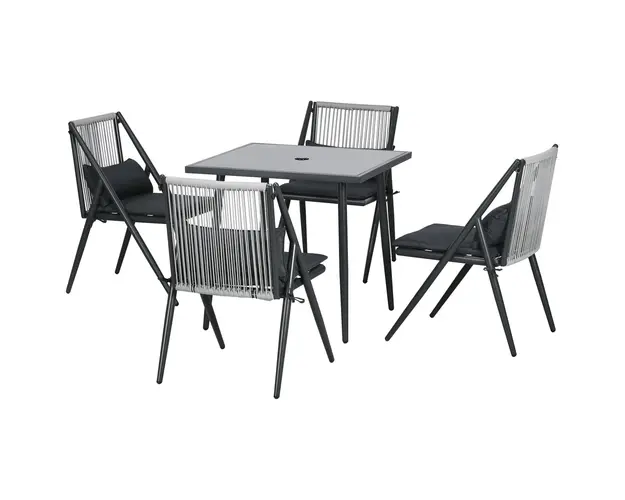 Outsunny Set Mobilier de Gradina 5 Piese, Set Masa Exterior pentru Terasa, Masa si Scaune cu Perne, Design Elegant | Aosom Romania