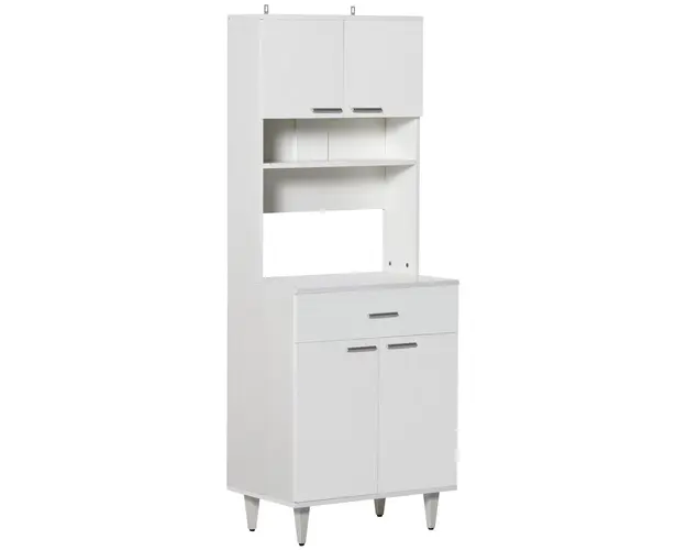 HOMCOM Dulap Mare de Bucatarie Clasic, Design Elegant din Lemn, Finisaj Alb, Spatios si Versatil, Ideal pentru Orice Bucatarie | Aosom Romania