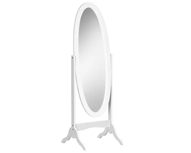 HOMCOM oglinda reglabila cu suport, 47.5x45.5x154.5cm, alba | Aosom Romania