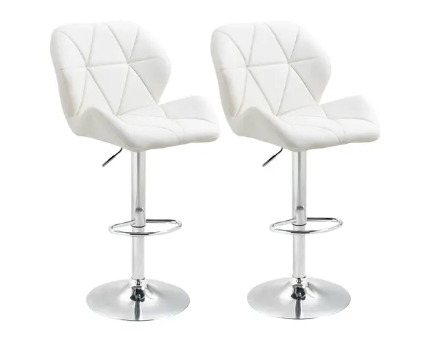 HOMCOM Set 2 Scaune de Bar Pivotante, Design Contemporan, Albe, Elegante si Confortabile | Aosom Romania