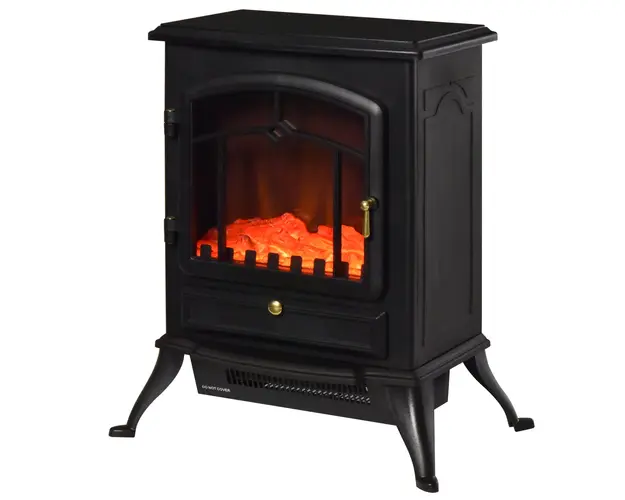 Semineu Electric cu Efect Flacara soba electrica de Podea aparat de incalzire electric 42x28x55cm Negru HOMCOM | Aosom Romania