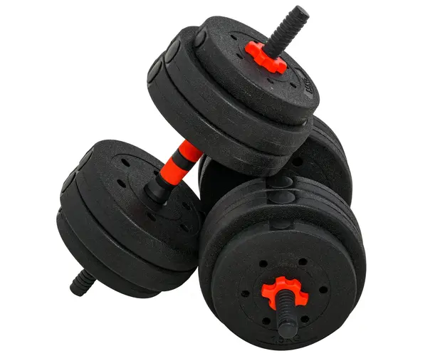 HOMCOM Gantere Convertibile in Haltera, Set 25kg Total, 12 Discuri Greutati, Otel si Plastic, Antrenament Acasa | Aosom Romania
