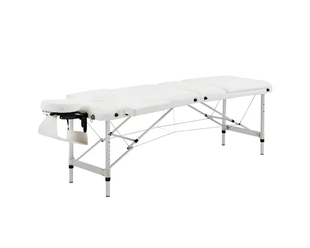 Masa de masaj portabila, pliabila si profesionala din aluminiu HOMCOM pentru cosmetician, terapeut, SPA, alb, 215x60x61-84cm | Aosom Romania