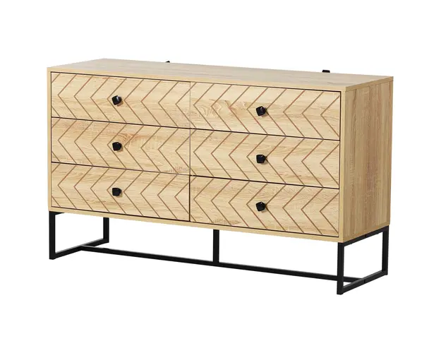 HOMCOM Comoda Moderna Stil Industrial, Lemn si Metal, Design Elegant, Natural si Negru | Aosom Romania