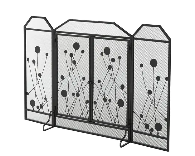 Paravan antiscantei pentru semineu, pliabil, usa magnetica, din metal otel, negru, 125x80cm HOMCOM | Aosom Romania