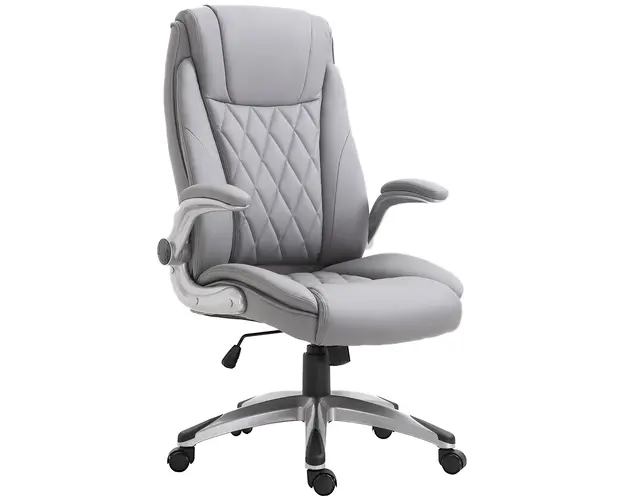 Vinsetto Scaun de Birou Ergonomic cu Captuseala, Inaltime Reglabila si 5 Roti Pivotante, 69,5x76x113-121 cm, Gri | Aosom Romania