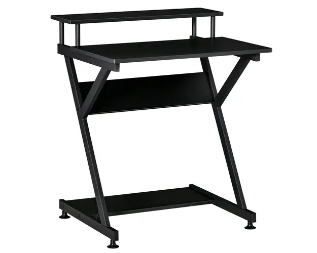 HOMCOM Masa Suport PC, Economisire Spatiu, Raft Monitor Inaltat, Pupitru din Lemn, 70x60x85.5cm, Negru, Design Compact | Aosom Romania