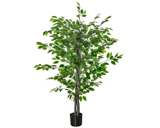 HOMCOM ficus artificial, ghiveci inclus, 135 cm, verde | Aosom Romania