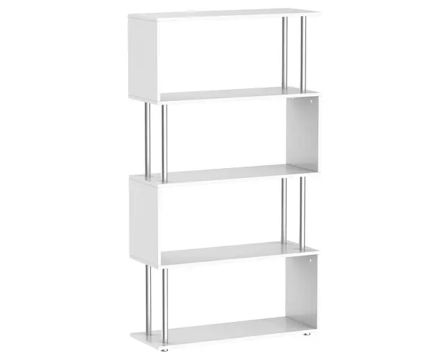 HOMCOM Biblioteca Moderna cu 4 Rafturi, pentru Living sau Birou, 80x30x145 cm, Alb | Aosom Romania
