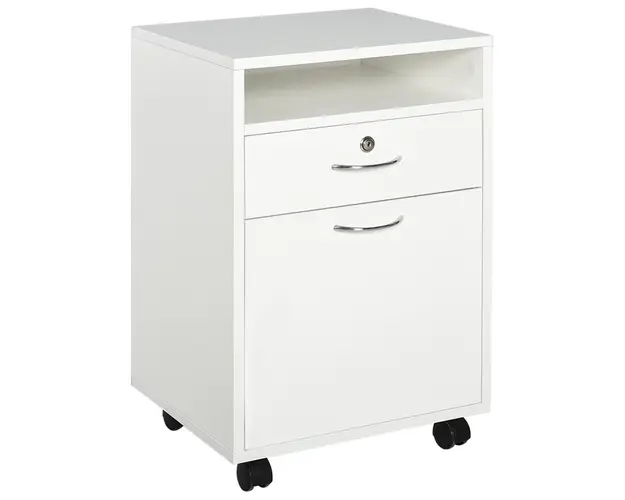 HOMCOM comoda din lemn, cu sertar, 40x35x60 cm, alb | Aosom Ro