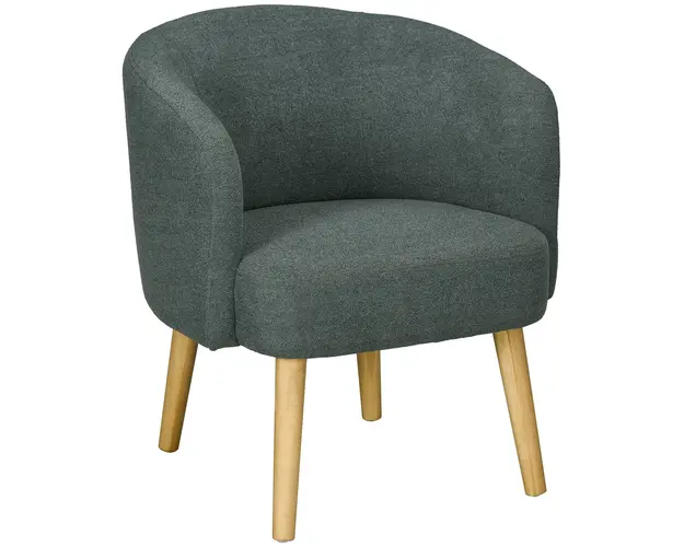 HOMCOM Fotoliu Modern din Material Teddy, Fotoliu Confortabil pentru cu Picioare din Lemn, 67x66x67 cm, Verde Inchis | Aosom Romania
