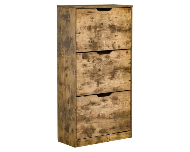 Suport Pantofi HOMCOM cu Design Eficient pentru Economisire Spatiu, 3 Usi, Polite Reglabile, 62.5x26x117.5 cm, Lemn | Aosom Romania