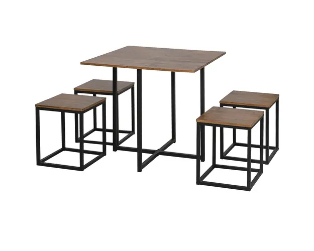 Set HOMCOM Masa si Scaune Industrial pentru Bucatarie, Design Modern, Spatiu Optimizat, Ideal pentru Micile Apartamente | Aosom Romania
