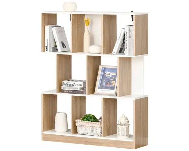 HOMCOM Biblioteca din Lemn cu 3 Rafturi, Dimensiuni 100x30x124cm, Design Elegant pentru Organizare si Depozitare | AOSOM Romania