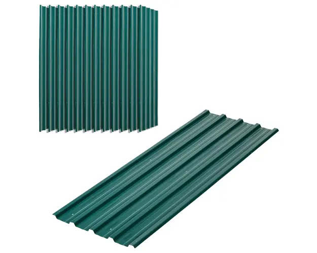Outsunny Panouri pentru Acoperis din Otel, 12 Foi Galvanizate pentru Acoperisuri si Pereti, 129x45 cm, Verde | Aosom Romania