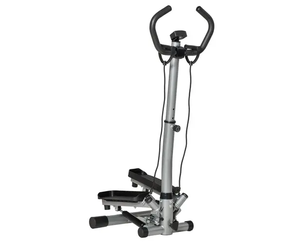 Stepper ghidon reglabil, cu 2 pistoane hidraulice, Monitor LCD, manere moi 55x53x118-128cm, negru HOMCOM | Aosom Romania