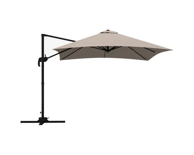 Outsunny Umbrela de Soare cu 8 Lamele cu Pedala si Manivela, Umbrela de Soare din Aluminiu si Poliester, 295x295x266 cm, Kaki | Aosom Romania