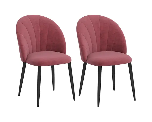 Homcom Set 2 Scaune de Sufragerie din Catifea, Capitonate, Elegante pentru Salon, 52x54x79 cm, Rosu | Aosom Romania