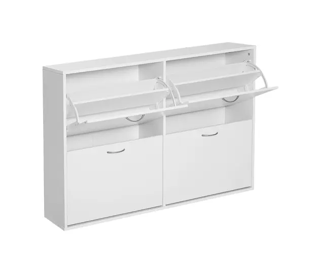 HOMCOM Dulap Pantofi pentru 24 Perechi, Design Eficient din Lemn, Alb, 120x24x81cm | Aosom Romania