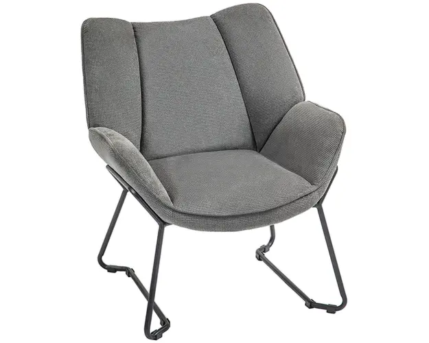 HOMCOM Fotoliu Tapitat cu Brate Inclinate, Fotoliu din Material Textil Aspect de In si Otel, 71,5x67x79 cm, Gri | Aosom Romania