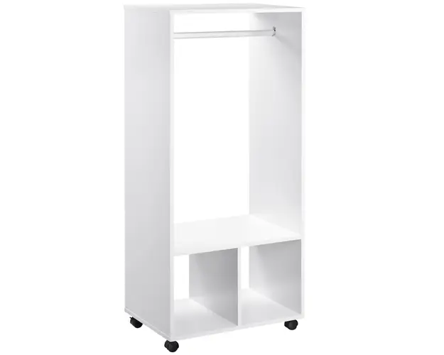 HOMCOM Dulap Cuier cu Bara de Aluminiu si 2 Rafturi Deschise, pentru Intrare sau Dormitor, 60x40x128 cm, Alb | Aosom Romania