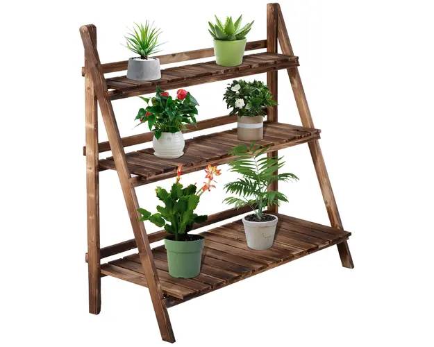 Scara Ghiveci Outsunny, cu 3 Etajere din lemn de Brad, 100x37x93cm | Aosom Romania
