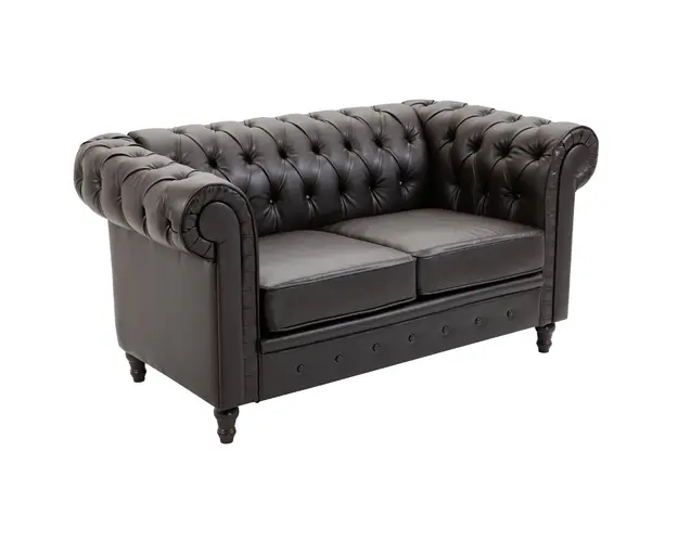 HOMCOM Canapea 2 Locuri Confortabila, Piele Sintetica, 160x84x80 cm | Aosom Romania