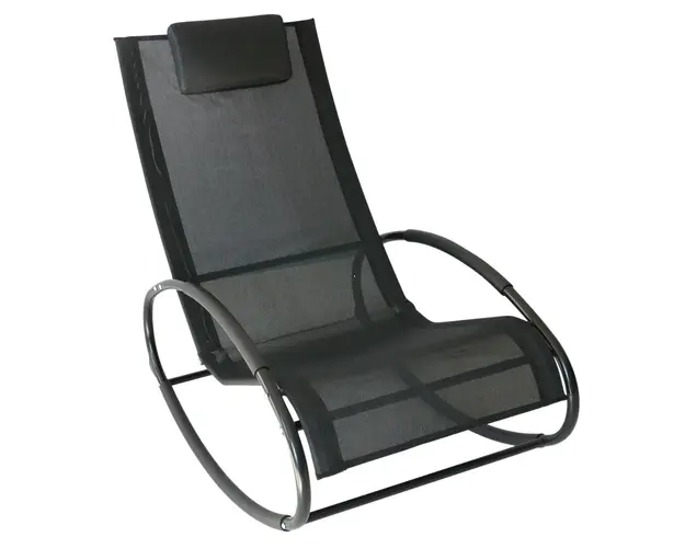 Outsunny Sezlong Leagan pentru Extern in Otel Invelit in Textilen, Negru | Aosom Romania