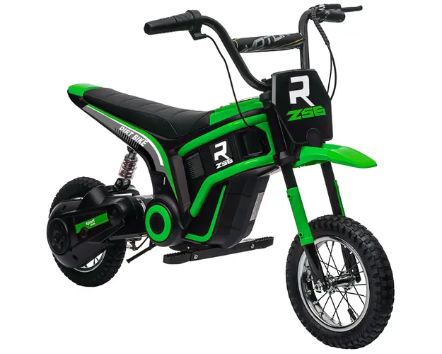 HOMCOM Motocicleta Electrica pentru Copii 8-12 Ani cu Acceleratie Manuala si 2 Viteze, 119x64x76,5 cm, Verde | Aosom Romania