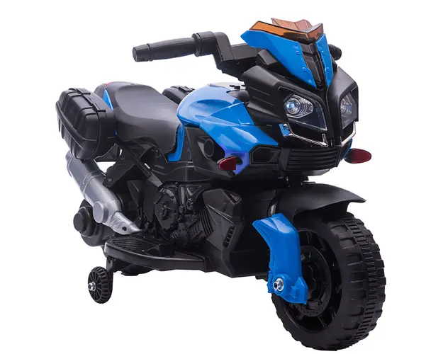 HOMCOM Motocicleta Electrica pentru Copii 18-48 Luni Faruri Claxon Viteza 3km/h Albastru | Aosom Romania