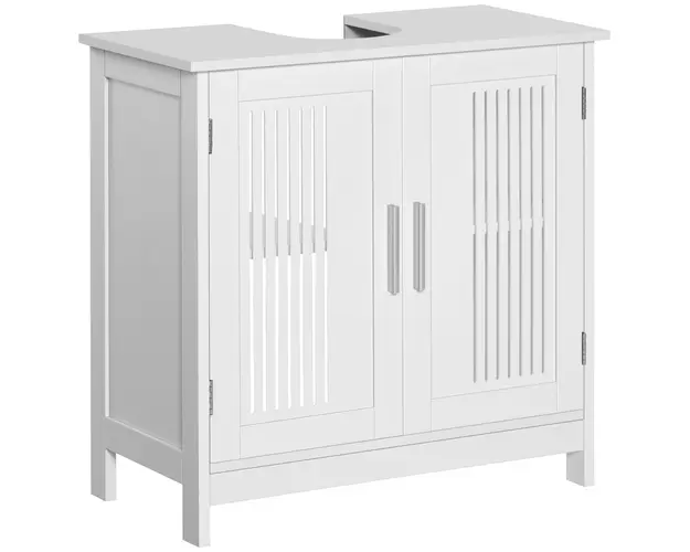 Kleankin Dulapior sub Chiuveta pentru Baie, Dulap cu 2 Usi din Lemn cu Etajere Reglabile, 60x30x60 cm, Alb | Aosom Romania