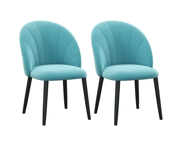 Homcom Set 2 Scaune Bucatarie Moderne, Tapitate, Metal si Catifea, 52x54x79cm, Verde Deschis | Aosom Romania