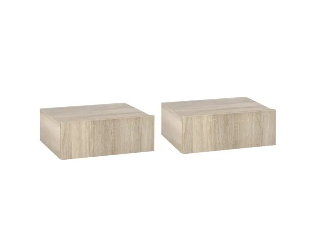 Set de 2 Noptiere Suspendate pentru Dormitor, Noptiere Moderne cu Fixare la Perete, din Lemn 40x30x15cm HOMCOM | Aosom Romania
