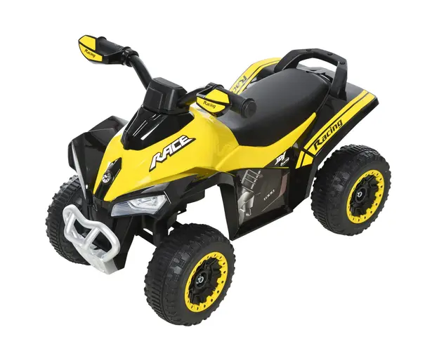 HOMCOM Mini ATV, Motocicleta pentru Copii 18-36 Luni cu Muzica Integrata si Ghidon Larg, 67,5x38x44 cm, Galben | Aosom Romania