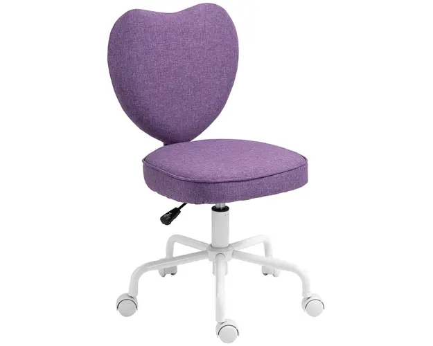 Vinsetto Scaun de Birou in Forma de Inima cu 5 Rotile Pivotante si Inaltime Reglabila, 40x50x79-89 cm, Violet | Aosom Romania