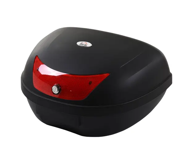 HOMCOM Cutie de Depozitare pentru Casca de Motocicleta, 48L, Rezistenta la Apa, cu 2 Chei, PP, Negru, 59x43x33cm | Aosom Romania