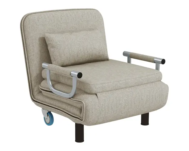 HOMCOM Fotoliu Pat pentru o Persoana 3 in 1 Convertibil in Sezlong cu Spatar Reglabil pe 3 Niveluri, Fotoliu Modern din Tesatura Gri