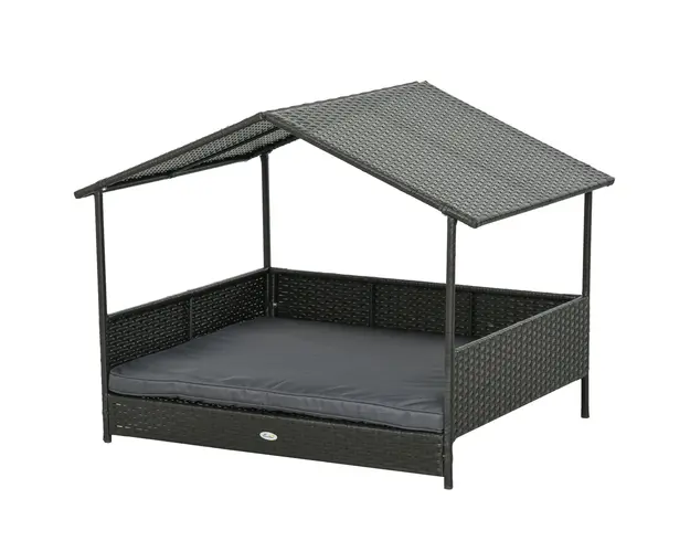 PawHut Casuta pentru Caini, din Ratan, de Exterior cu Copertina | Aosom Romania